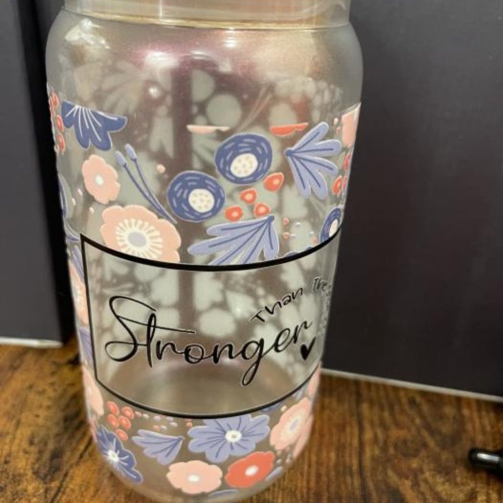 SHIMMER "Stronger Than The Storm" GLASS TUMBLER 16oz